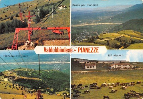 Cartolina Pianezze Valdobbiadene strada seggiovia Piave Rif Mariech mucche 1972 | Immagine principale