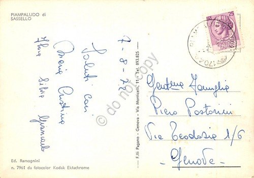 Cartolina Pianpaludo di Sassello Panorama 1972 (Savona)