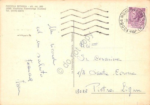 Cartolina Piccola Betania Vicoforte Fiammenga anni '70