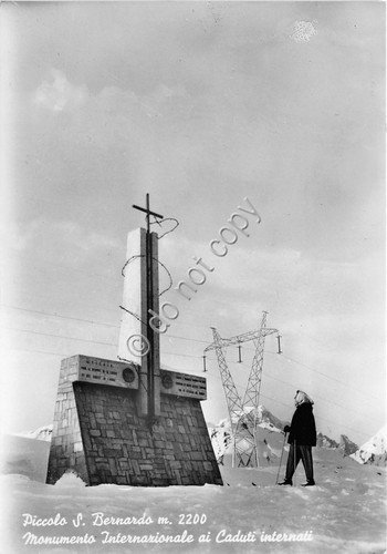 Cartolina Piccolo San Bernardo Monumento Internazionale ai Caduti Internati anim