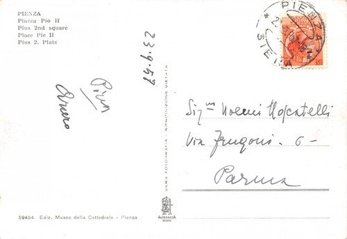 Cartolina Pienza Piazza Pio II 1957 (Siena) | Immagine Gallery 2
