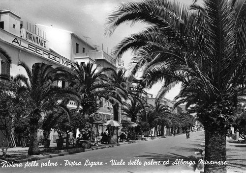 Cartolina Pietra Ligure Albergo Miramare Viale delle Palme anni '50
