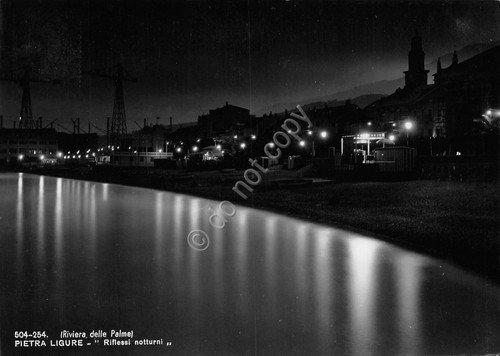 Cartolina Pietra Ligure dal mare Notturno 1954 (Savona) | Immagine principale