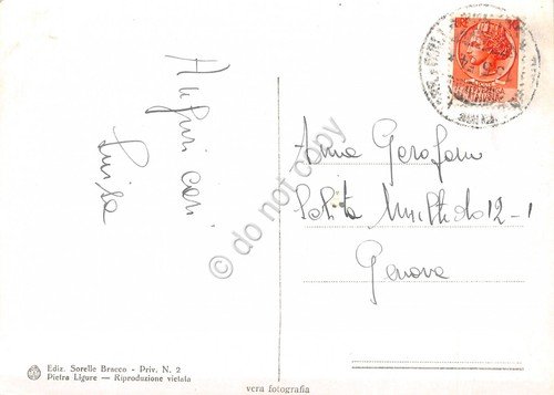 Cartolina Pietra Ligure dal mare Notturno 1954 (Savona) | Immagine Gallery 2