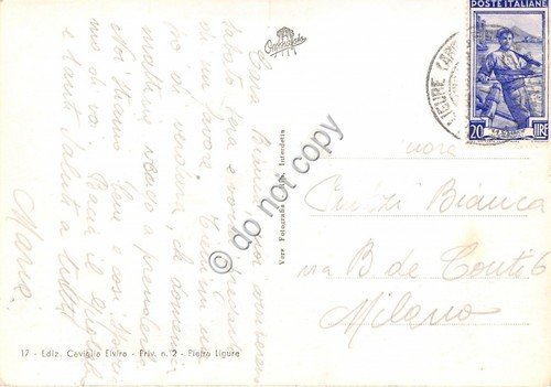 Cartolina Pietra Ligure e Loano Panorama aereo anni '50
