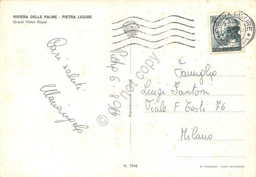 Cartolina Pietra Ligure Hotel Royal auto d'epoca 1966 (Savona) | Immagine Gallery 2