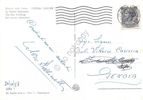 Cartolina Pietra Ligure Nuove Costruzioni 1958 | Immagine Gallery 2