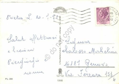 Cartolina Pietra Ligure panorama aereo e spiaggia 1972 (Savona)