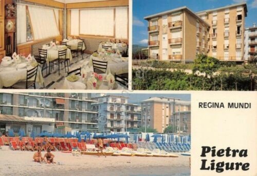 Cartolina Pietra Ligure Pensione Regina Mundi vedute varie | Immagine principale