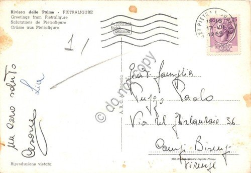 Cartolina Pietra Ligure vedutine 1969 (Savona)