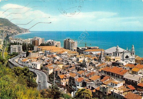 Cartolina Pietraligure panorama paese dall'alto con strada 1972 | Immagine principale