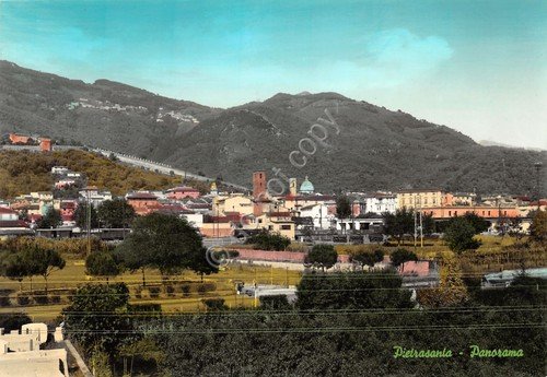 Cartolina Pietrasanta panorama interno colorata 1970