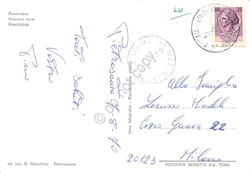 Cartolina Pietrasanta panorama interno colorata 1970 | Immagine Gallery 2