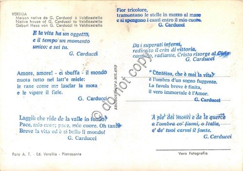 Cartolina Pietrasanta Valdicastello Casa nativa di Carducci poesia Carducci | Immagine Gallery 2