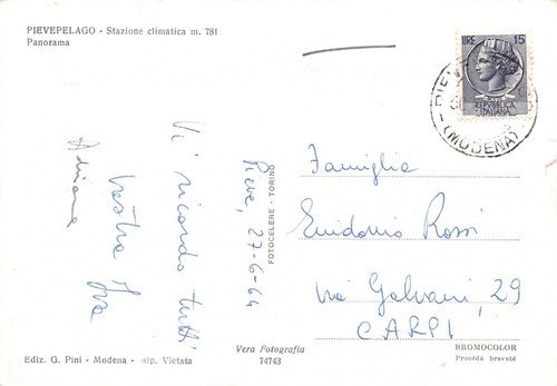Cartolina Pievelago panorama 1964 | Immagine Gallery 2
