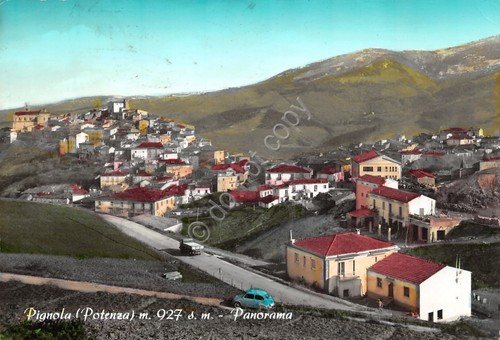 Cartolina Pignola Potenza panorama 1955 colorata | Immagine Gallery 1
