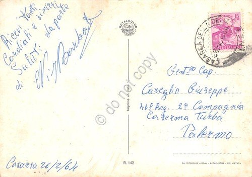 Cartolina Pin up bikini fantasia rosa in mare 1964