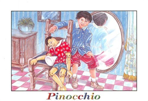 Cartolina Pinocchio che diventa ragazzo n.12 Illustrata Nannicini
