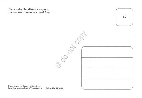 Cartolina Pinocchio che diventa ragazzo n.12 Illustrata Nannicini