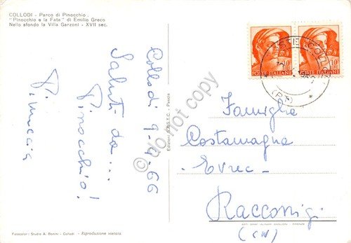 Cartolina Pinocchio e la Fata a Collodi 1966 | Immagine Gallery 2