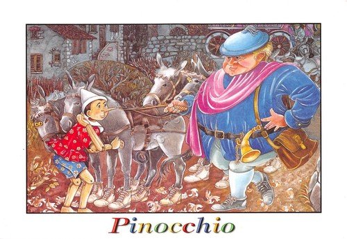 Cartolina Pinocchio il carro e i ciuchini n.9 Illustrata Nannicini | Immagine principale