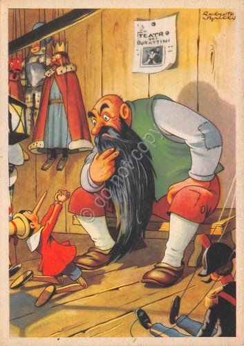 Cartolina Pinocchio n. 20 Mangiafuoco illustrata Sgrilli Favola Collodi anni …