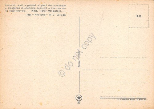 Cartolina Pinocchio n. 20 Mangiafuoco illustrata Sgrilli Favola Collodi anni …