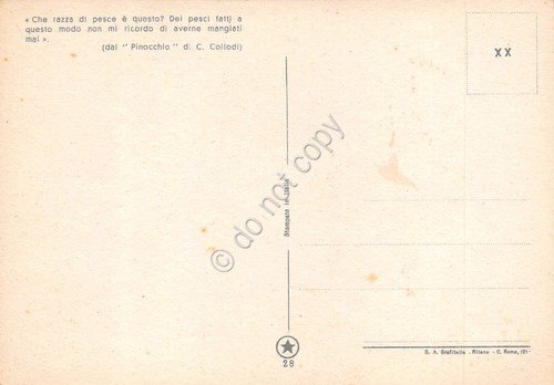 Cartolina Pinocchio n. 28 pescatore illustrata Sgrilli Favola Collodi anni …