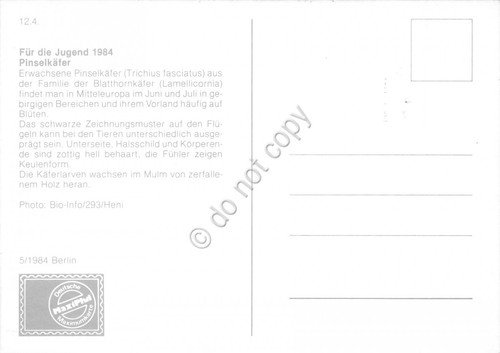 Cartolina Pinselkafer timbro filatelico 1984 | Immagine Gallery 2