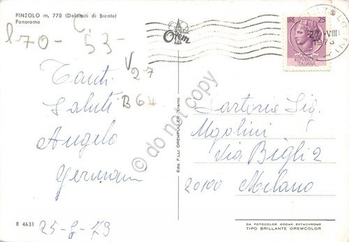 Cartolina Pinzolo Panorama 1979 (Trento)