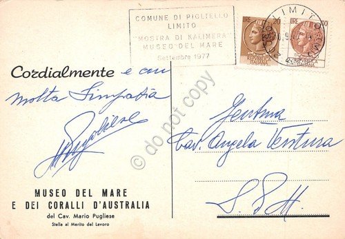 Cartolina Pioltello Museo del mare coralli d'Australia autografo Mario Pugliese | Immagine Gallery 2