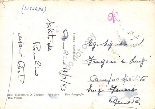 Cartolina Piombino Golfo Baratti barche 1953