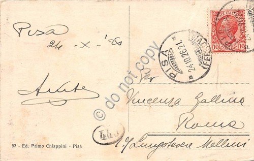 Cartolina Pisa Chiesa S. Maria della Spina Animata 1926