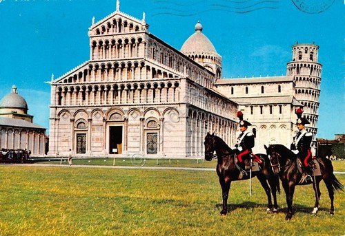 Cartolina Pisa Piazza dei Miracoli Carabinieri a cavallo 1966 | Immagine principale