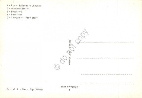 Cartolina Pisa vedute Giardino Scotto Campanile Ponte Solferino | Immagine Gallery 2