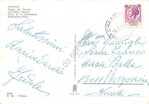 Cartolina Pistoia Piazza del Duomo 1972 auto d'epoca | Immagine Gallery 2