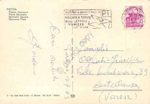 Cartolina Pistoia Piazza Gavinana 1963