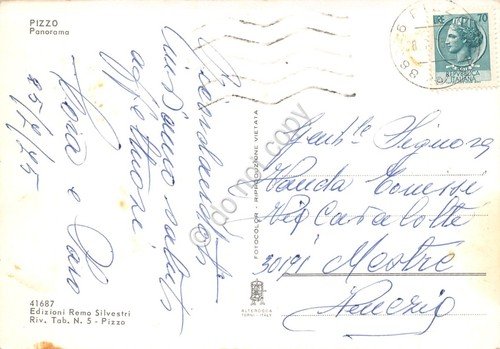 Cartolina Pizzo Calabro panorama con pescatore 1975