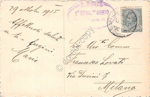 Cartolina Poesia Carducci Mucche al pascolo Timbro R. Poste 1°Reggimento …