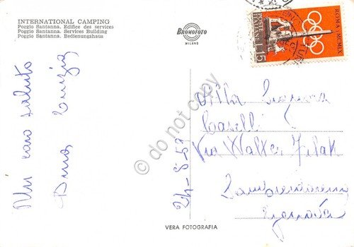 Cartolina Poggio Santanna International Camping Palazzina servizi 1959