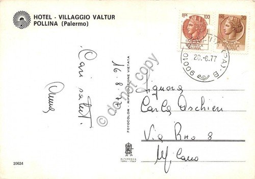 Cartolina Pollina Palermo Villaggio Valtur 1977