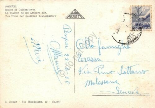 Cartolina Pompei casa degli Amorini d'Oro 1950 (Napoli)