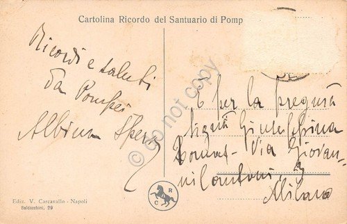 Cartolina Pompei Santuario Canonica e Istituto femminile di beneficenza | Immagine Gallery 2