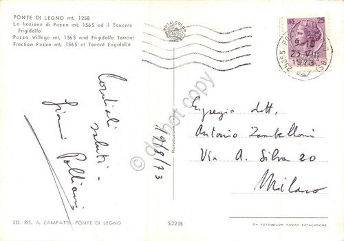Cartolina Ponte di Legno Frazione Pezzo e torrente Frigidollo 1973 | Immagine Gallery 2