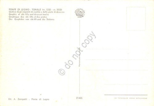 Cartolina Ponte di Legno mappa impianti turistici di risalita
