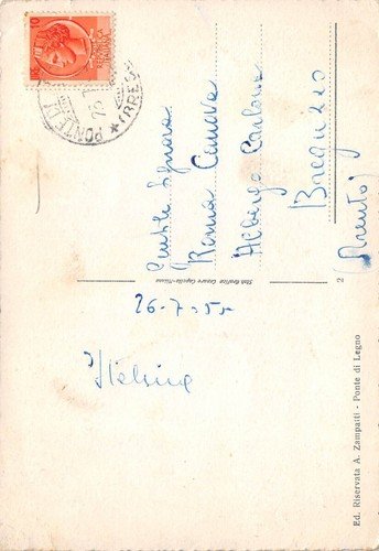 Cartolina Ponte di Legno Panorama col Castellaccio 1955