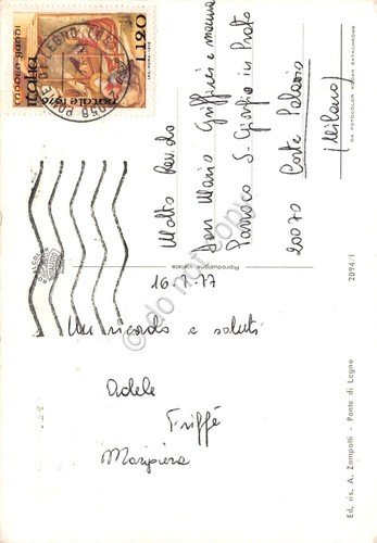 Cartolina Ponte di legno vedute varie seggiovia lago panorama 1977