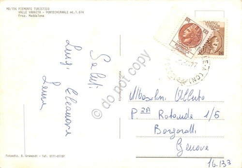 Cartolina Pontechianale Fraz. Maddalena 1977 paese fiume