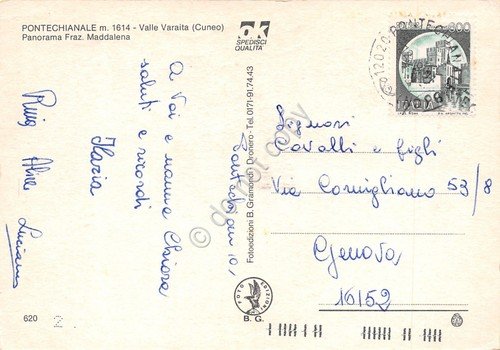 Cartolina Pontechianale panorama frazione Maddalena 1991 | Immagine Gallery 2