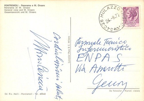 Cartolina Pontremoli Panorama e M. Orsaro 1972
